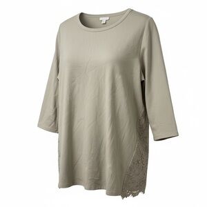 J. Jill Women’s Top Ponte Tunic with Lace Back 3/4 Sleeves Size XL